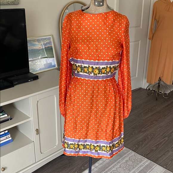 Vintage Dresses & Skirts - Vintage 1960s Orange Silk Mini Dress